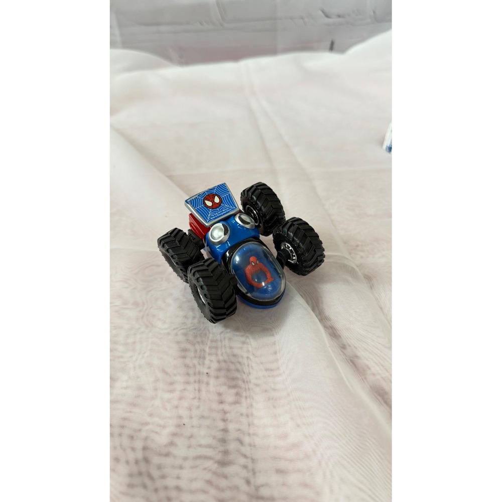 Marvel Spider-Man Flip Over Stunt Car Toy Blue Red Dual Sided Vehicle